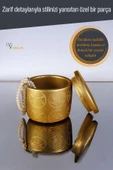 Viselia Takı Kutusu Takı Organizer Kapaklı Kutu Takı Düzenleyici Altın Renk Model 9 - 5