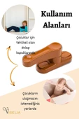 Viselia Açık Kahverengi Pencere Emniyet Kilidi 7 Adet Çocuk Hırsız Kilidi Çekmeli Metal Kilit thumbnail 5