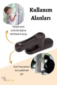 Viselia Koyu Kahverengi Pencere Emniyet Kilidi Çocuk Hırsız Kilidi Çekmeli Metal Kilit thumbnail 8