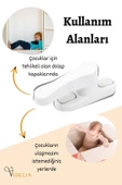 Viselia Beyaz Pencere Emniyet Kilidi Çocuk Hırsız Kilidi Çekmeli Pvc 4 Adet thumbnail 6