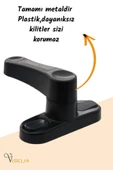 Viselia Siyah Pencere Emniyet Kilidi 4 Adet Çocuk Hırsız Kilidi Çekmeli Metal Kilit thumbnail 3