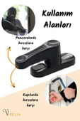 Viselia Siyah Pencere Emniyet Kilidi 10 Adet Çocuk Hırsız Kilidi Çekmeli Metal Kilit thumbnail 7