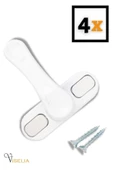 Viselia Beyaz Pencere Emniyet Kilidi Çocuk Hırsız Kilidi Çekmeli Pvc 4 Adet thumbnail 1