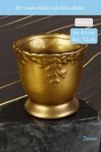 Evene Saksı Dekoratif Saksı Kaktüs Saksısı Sukulent Saksısı Küçük Saksı Model 32 Gold Saksı thumbnail 2