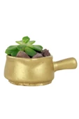 Evene Mini Çiçek Saksı Küçük Sukulent Altın Kaktüs Saksısı Tava Model thumbnail 1