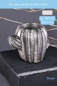 Evene Saksı Dekoratif Saksı Kaktüs Saksısı Sukulent Saksısı Küçük Saksı Model 11 Gümüş Eskitme Saksı thumbnail 2