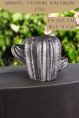 Stein Kohle Dekoratif Saksı Minik Kaktüs Saksısı Gümüş Eskitme Renk 1 Adet Kaktüs Model thumbnail 2