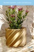 Evene Saksı Dekoratif Saksı Kaktüs Saksısı Sukulent Saksısı Küçük Saksı Model 9 Altın Eskitme Saksı thumbnail 5