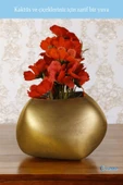 Evene Saksı Büyük Saksı Çiçek Saksısı Büyük Boy Saksı Salon Saksısı Model 14 Altın Eskitme Saksı thumbnail 4