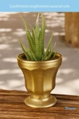 Evene Saksı Dekoratif Saksı Kaktüs Saksısı Sukulent Saksısı Küçük Saksı Model 38 Altın Saksı thumbnail 3