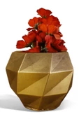 Evene Saksı Büyük Saksı Çiçek Saksısı Büyük Boy Saksı Salon Saksısı Model 13 Altın Eskitme Saksı thumbnail 1