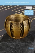 Evene Saksı Dekoratif Saksı Kaktüs Saksısı Sukulent Saksısı Küçük Saksı Model 41 Gold Saksı thumbnail 2