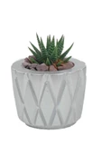 Stein Kohle Çiçek Saksısı Dekoratif Kaktüs Saksı 1 Adet Gümüş Renk Uygulamalı Baklava Model thumbnail 1