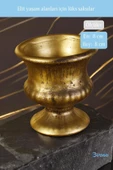 Evene Saksı Dekoratif Saksı Kaktüs Saksısı Sukulent Saksısı Küçük Saksı Model 33 Gold Saksı thumbnail 2