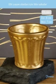 Evene Saksı Dekoratif Saksı Kaktüs Saksısı Sukulent Saksısı Küçük Saksı Model 40 Gold Saksı thumbnail 2