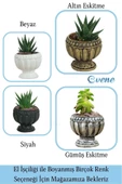 Evene Mini Çiçek Saksı Küçük Sukulent Gümüş Eskitme Kaktüs Saksısı Antika Model - 7