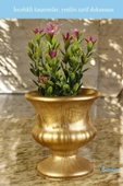 Evene Saksı Dekoratif Saksı Kaktüs Saksısı Sukulent Saksısı Küçük Saksı Model 33 Altın Saksı thumbnail 5