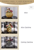 Stein Kohle Dekoratif Saksı Minik Kaktüs Saksısı Altın Eskitme Renk 1 Adet Kaktüs Desenli Model - 6