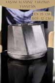 Stein Kohle Çiçek Saksısı Büyük Boy 1 Adet Gümüş Eskitme Renk Uygulamalı Kalın Çizgili Model thumbnail 2