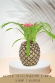 Stein Kohle Çiçek Saksısı Büyük Boy 2 Adet Altın Renk Eskitme Uygulamalı Ananas Model thumbnail 4