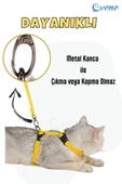 Evene Kedi Tasması Kedi Gögüs Bel Ayarlanabilir Tasma Sarı - 2