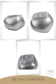Stein Kohle Ayaklı Saksı Ahşap Büyük Boy 1 Adet Gümüş Renk Eskitme Uygulamalı Spiral Oval Model thumbnail 5