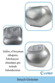 Evene Saksı Çiçek Kaktüs Saksısı Lüx 14 Cm Gümüş Eskitme Varak Boyalı Elips Desenli 3'lü Set Çiçeklik - 3