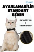 Evene Kedi Tasması Kedi Gögüs Bel Ayarlanabilir Tasma Siyah - 7