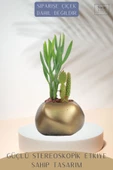 Stein Kohle Çiçek Saksısı Büyük Boy 1 Adet Altın Renk Eskitme Uygulamalı Spiral Oval Model - 4