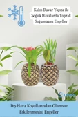 Evene Saksı Çiçek Kaktüs Saksısı Lüx 15 Cm Altın Eskitme Varak Boyalı Ananas Desenli 2'li Set Çiçeklik - 7