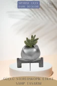 Stein Kohle Ayaklı Saksı Ahşap Büyük Boy 1 Adet Gümüş Renk Eskitme Uygulamalı Spiral Oval Model thumbnail 4