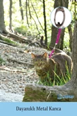 Evene Kedi Tasması Kedi Göğüs Bel Ayarlanabilir Dayanıklı Sağlam Tasma 1 cm İnce Kolon Pembe - 3