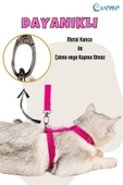 Evene Kedi Tasması Kedi Göğüs Bel Ayarlanabilir Dayanıklı Sağlam Tasma Pembe - 3
