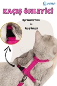 Evene Kedi Tasması Kedi Gögüs Bel Ayarlanabilir Tasma Pembe thumbnail 3