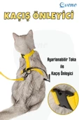 Evene Kedi Tasması Kedi Göğüs Bel Ayarlanabilir Dayanıklı Sağlam Tasma Sarı - 8