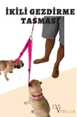 Viselia Köpek Tasması Çoklayıcı Çiftli Gezdirme Kayışı Premium Kalite Kopma Yapmaz Hafif Kolon Kumaş Pembe - 3