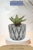 Stein Kohle Çiçek Saksısı Büyük Boy 1 Adet Gümüş Renk Eskitme Uygulamalı Baklava Model thumbnail 4
