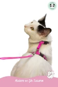 Pandogo Kedi Köpek Tasması Ayarlanabilir Bedenli Kaçış Önleyici Tasarım Sevk Kayışlı Model Pembe Dubai thumbnail 6