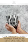 Stein Kohle Çiçek Saksısı Büyük Boy 1 Adet Gümüş Renk Eskitme Uygulamalı Baklava Model thumbnail 3
