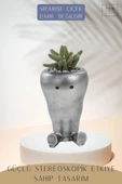 Stein Kohle Çiçek Saksısı Büyük Boy 1 Adet Gümüş Renk Eskitme Uygulamalı Havuç Model thumbnail 4