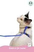 Pandogo Kedi Gezdirme Tasması Sevk Kayışlı Mavi thumbnail 7