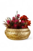 Evene Saksı Büyük Saksı Çiçek Saksısı Büyük Boy Saksı Salon Saksısı Model 5 Gold Saksı thumbnail 1