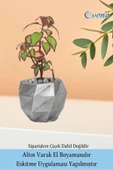 Evene Saksı Çiçek Kaktüs Saksısı Lüx 15 Cm Gümüş Eskitme Varak Boyalı Burgulu Desen Saksı 2li Set Çiçeklik - 5