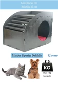 Evene Kedi Evi Kedi Yuvası Kedi Kulübesi Ahşap Kedi Evi Büyük Kedi Evi Model 5 Siyah - 2