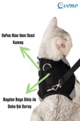 Evene Kedi Tasması Göğüs Boyun Tasma Seti Sevk Kayışlı Terletmeyen Nefes Alan Reflektörlü Tasma L Siyah thumbnail 6