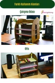 StarLightning Masa Düzenleyici Organizer Evrak Rafı Masaüstü Organizer Ceviz Renk Model 6 - 3