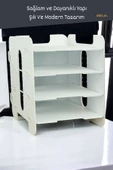 Viselia Evrak Rafı Ahşap Masaüstü Organizer Dosya Düzenleyici Beyaz Renk Model 1 - 2