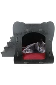 Evene Kedi Evi Kedi Yuvası Kedi Kulübesi Ahşap Kedi Evi Büyük Kedi Evi Model 3 Siyah - 1