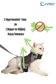 Evene Kedi Tasması Göğüs Boyun Tasma Seti Sevk Kayışlı Terletmeyen Nefes Alan Reflektörlü Tasma S Gri thumbnail 4