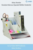 Evene Dosya Düzenleyici Masa Üstü Organizer Ahşap Evrak Raflı Model 4 - 6